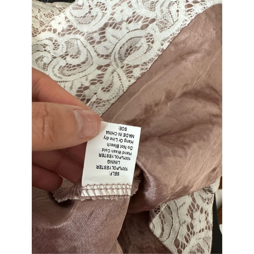 TRAC Ivory Over Mauve Pink Floral Lace Dress Womens Large L Backless Homecoming - Picture 5 of 7